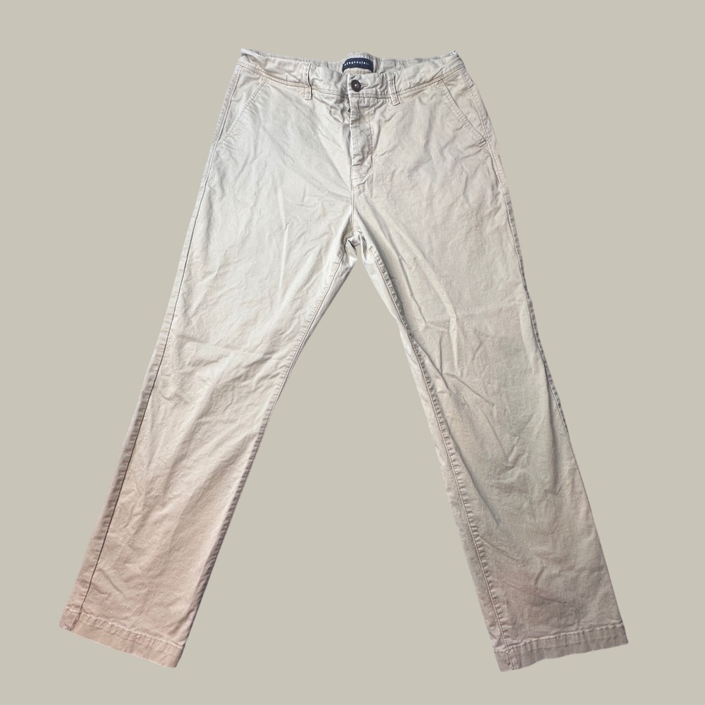 Aeropostale Chino Pants Mens 34x30 (34x27) Slim Straight Khaki Tan Stretch
